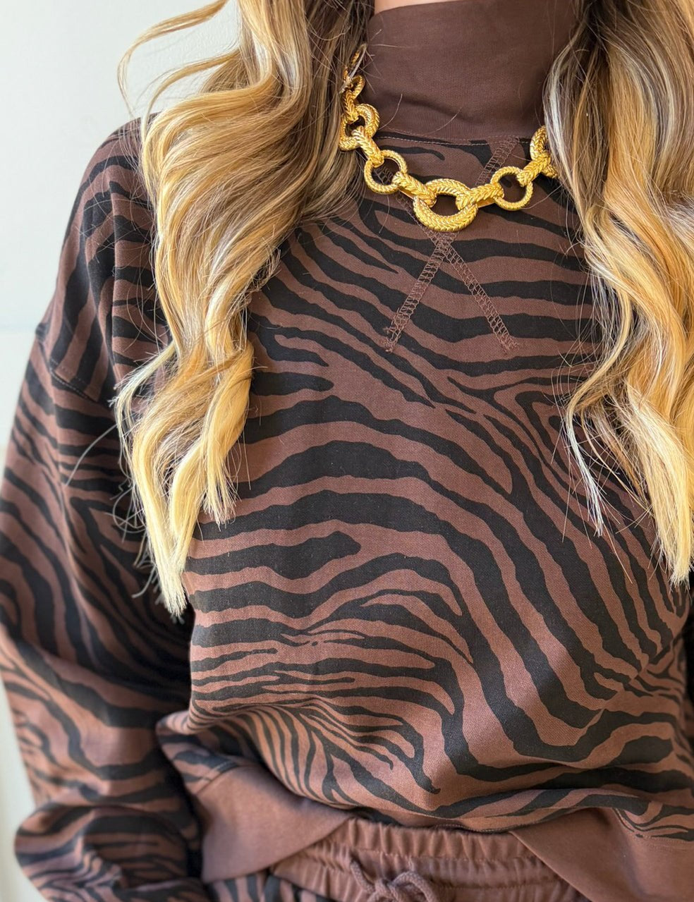 Accent Zebra Sweater & Skirt Set