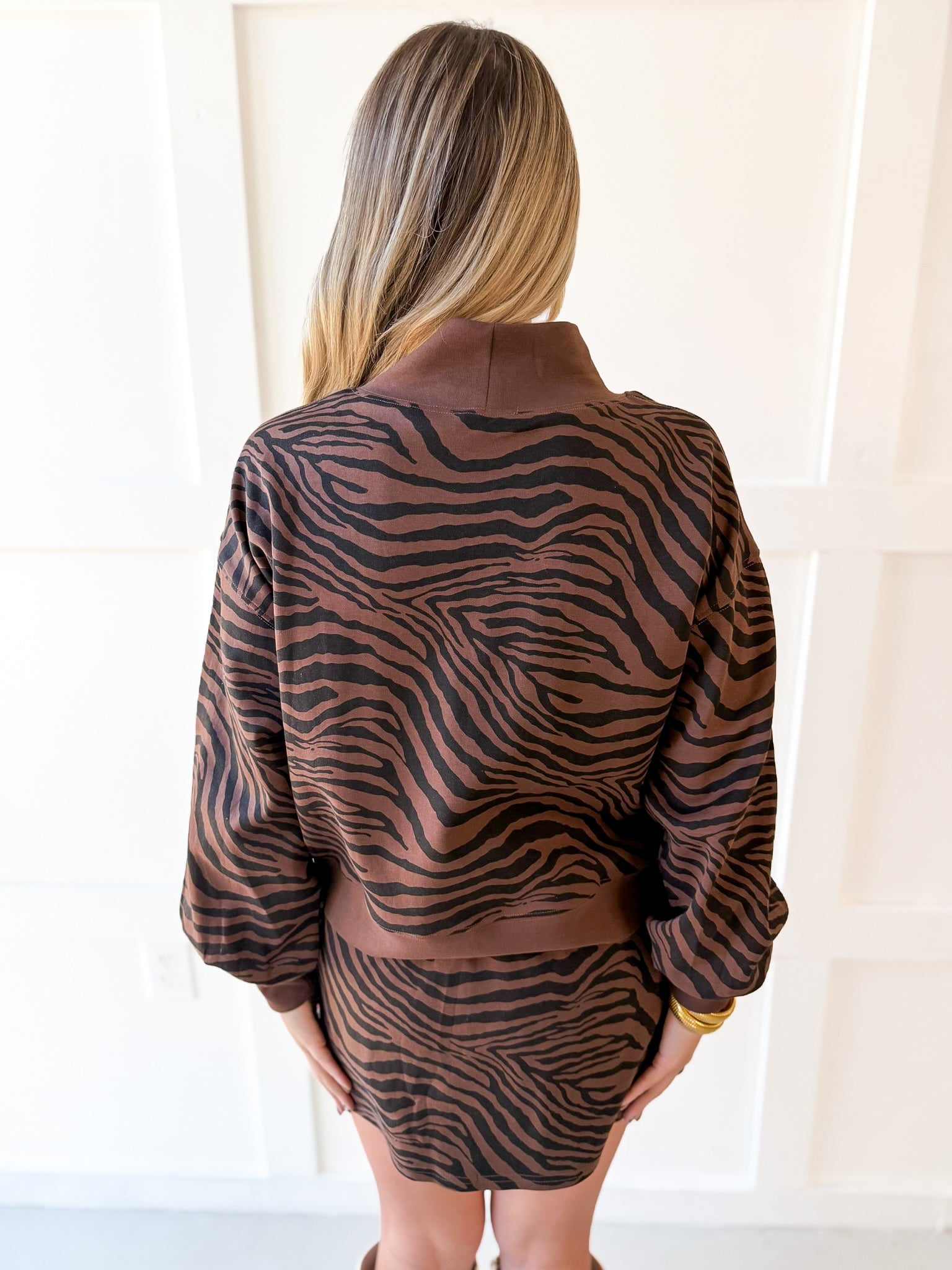Accent Zebra Sweater & Skirt Set