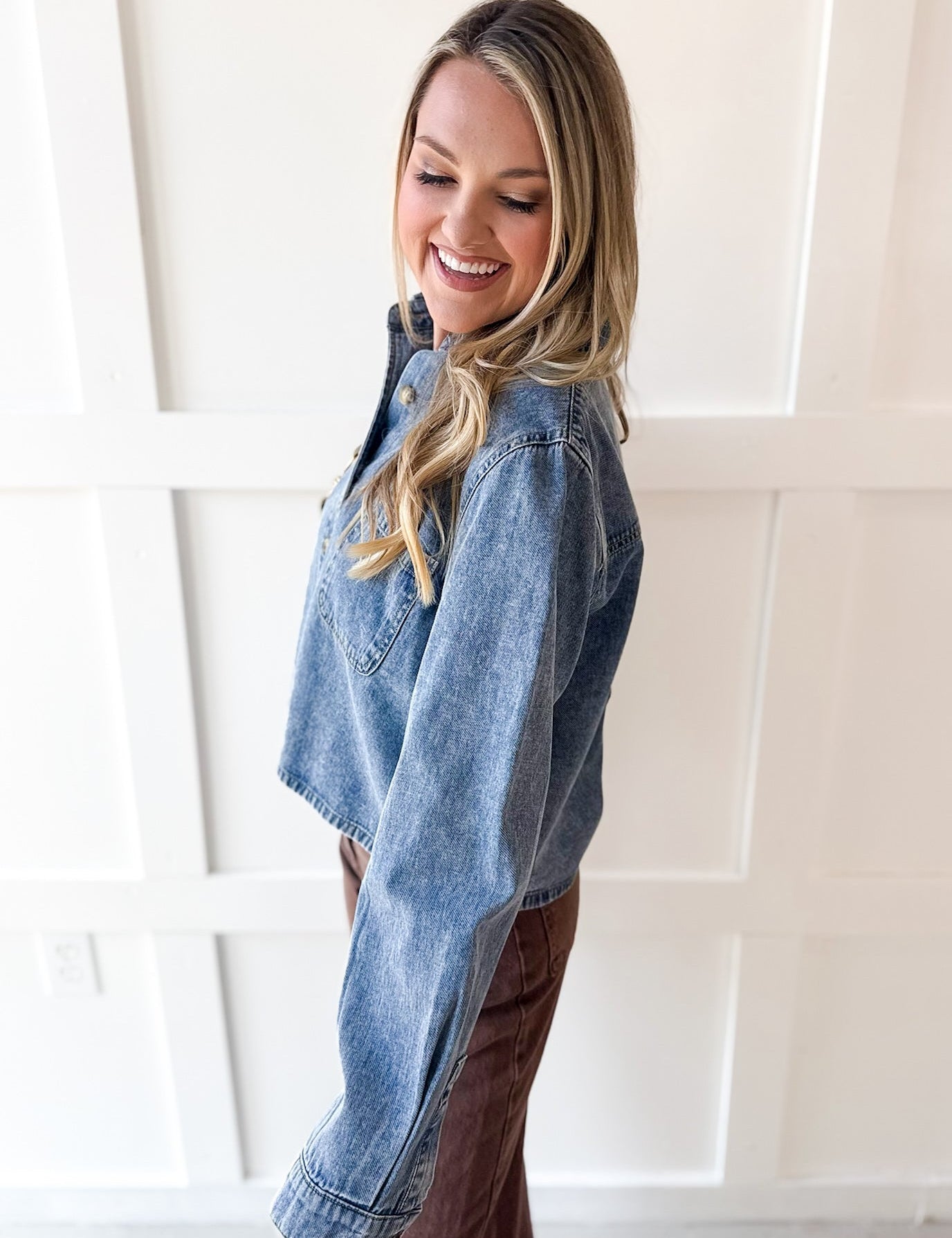 Acid Wash Boxy Denim Shirt