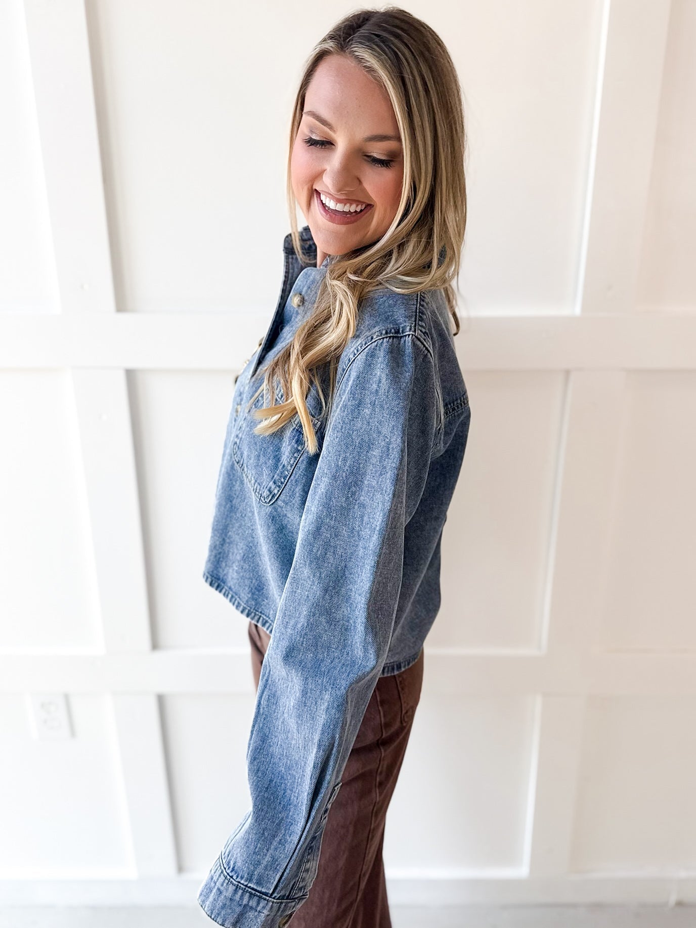 Acid Wash Boxy Denim Shirt