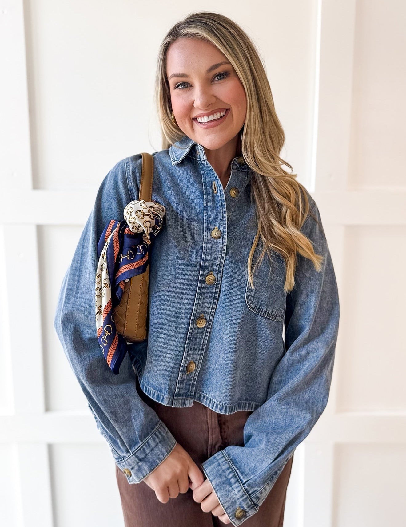 Acid Wash Boxy Denim Shirt