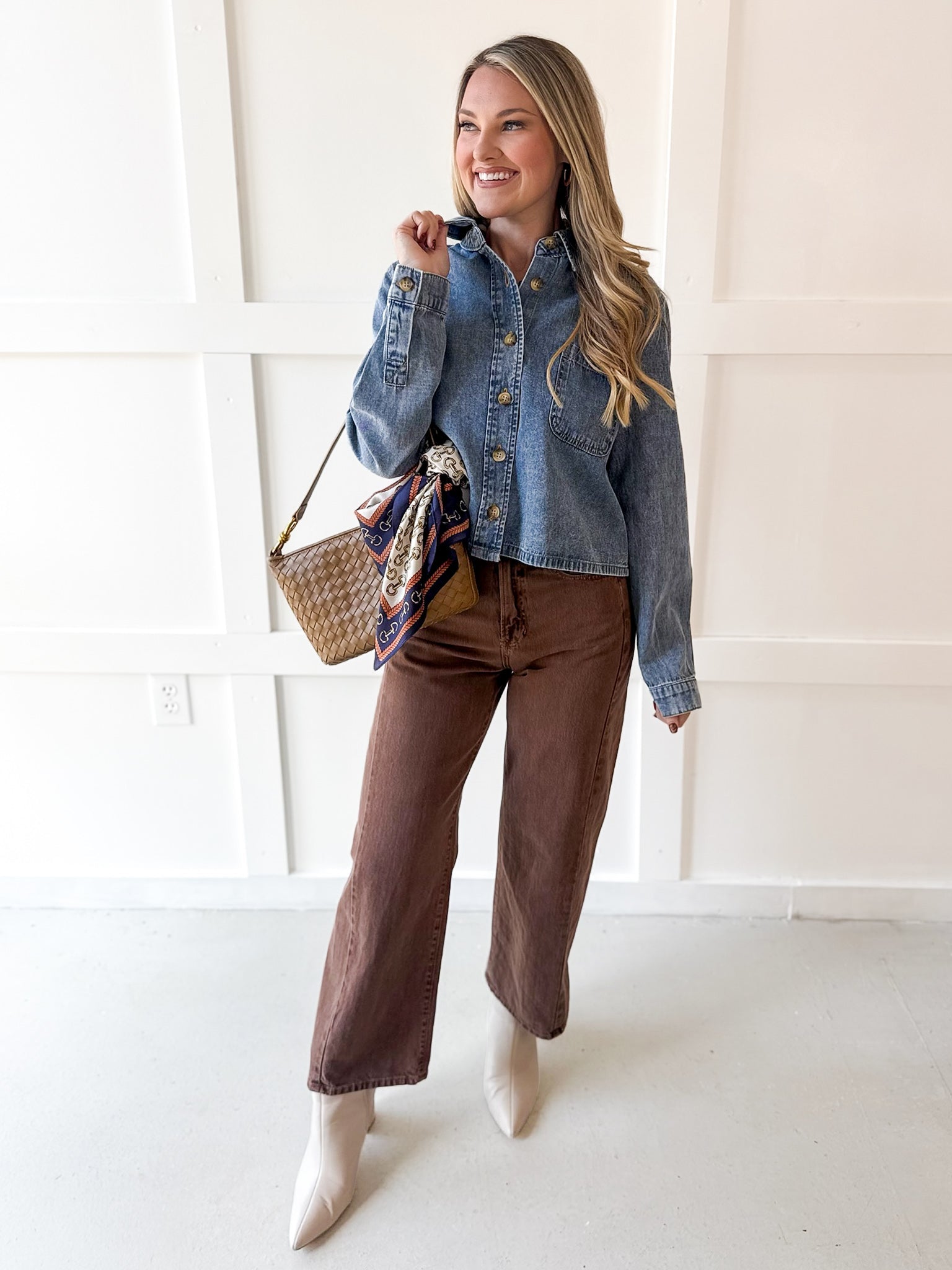 Acid Wash Boxy Denim Shirt