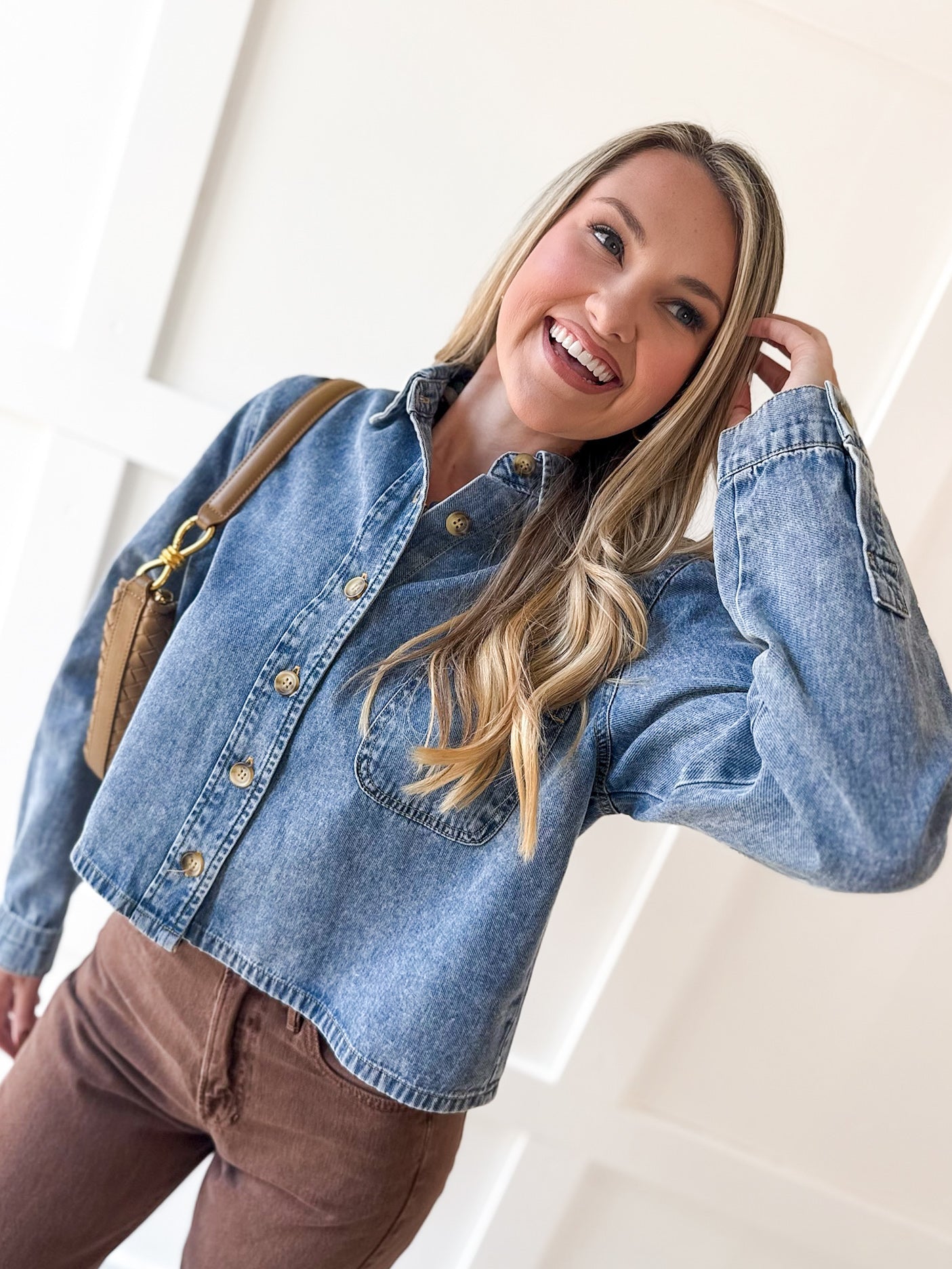 Acid Wash Boxy Denim Shirt