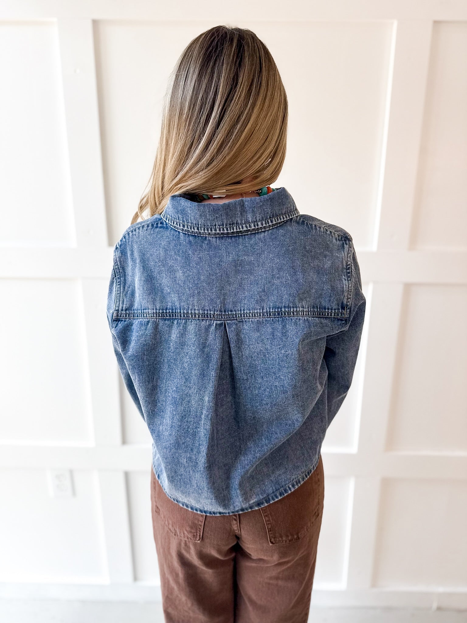 Acid Wash Boxy Denim Shirt