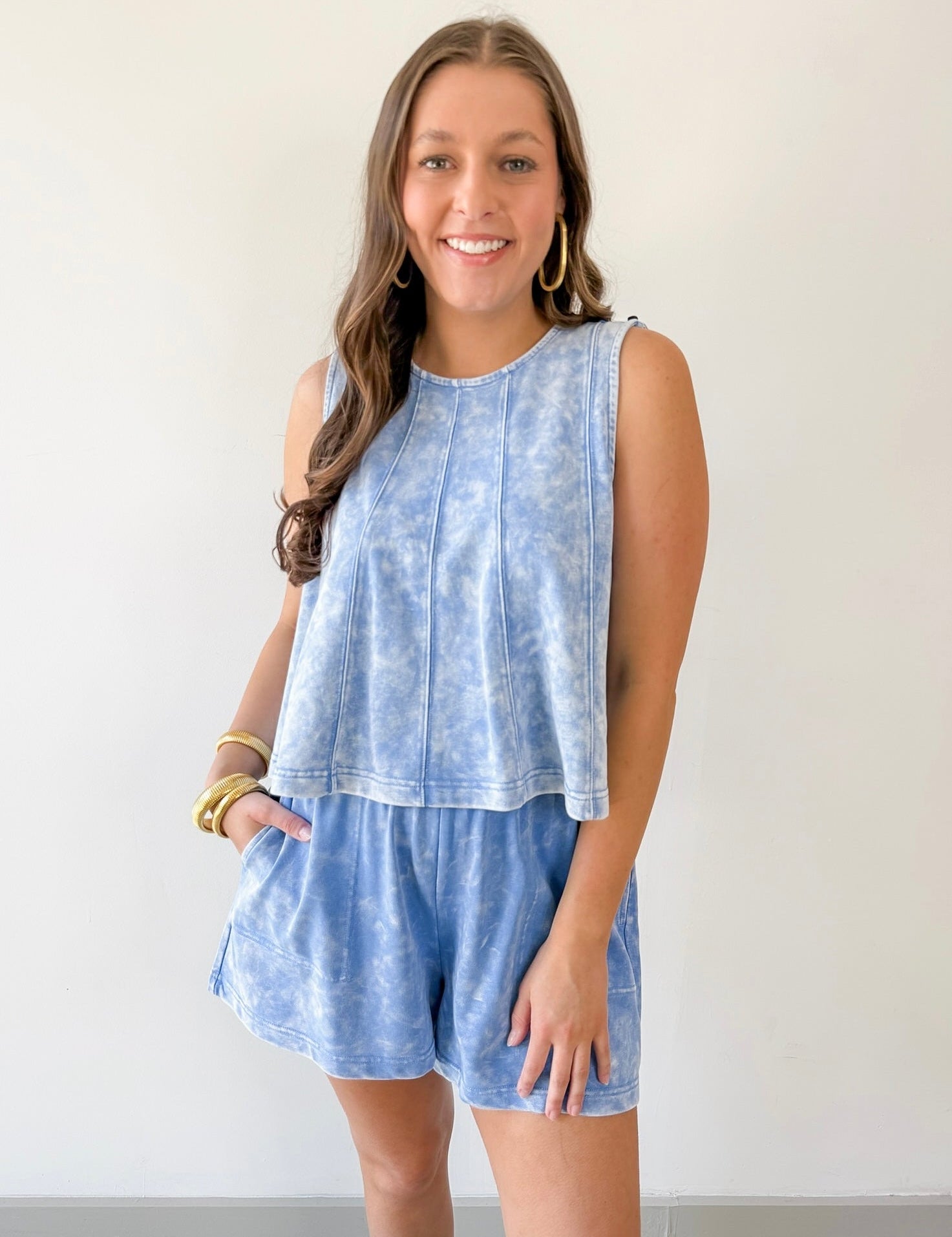 Acid Wash French Terry Top & Short Set