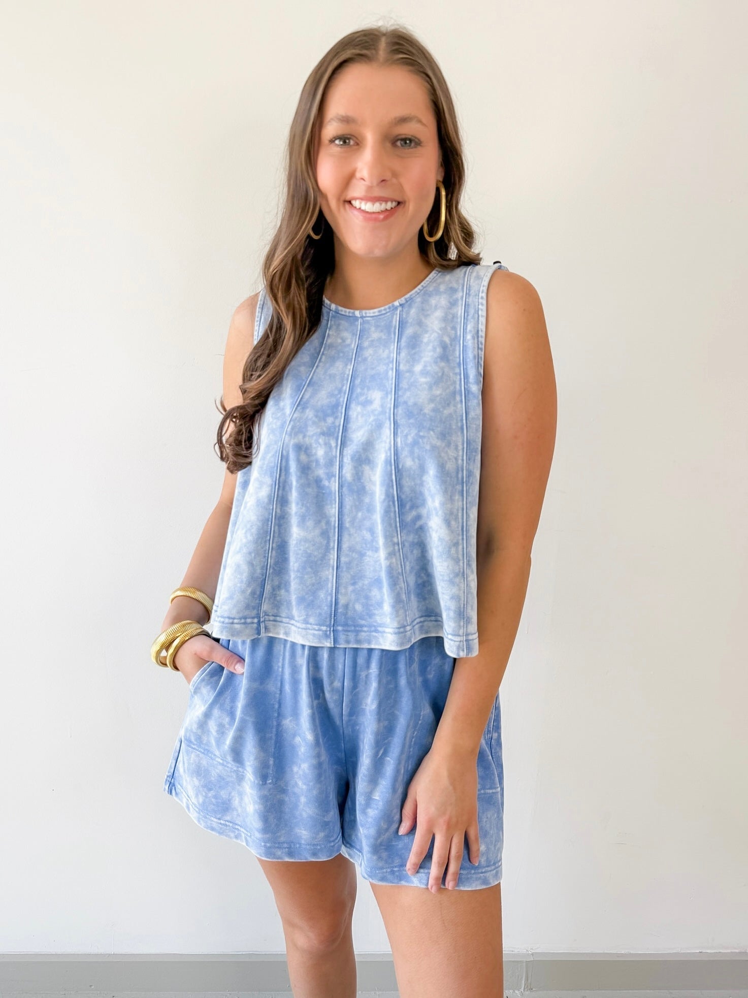 Acid Wash French Terry Top & Short Set