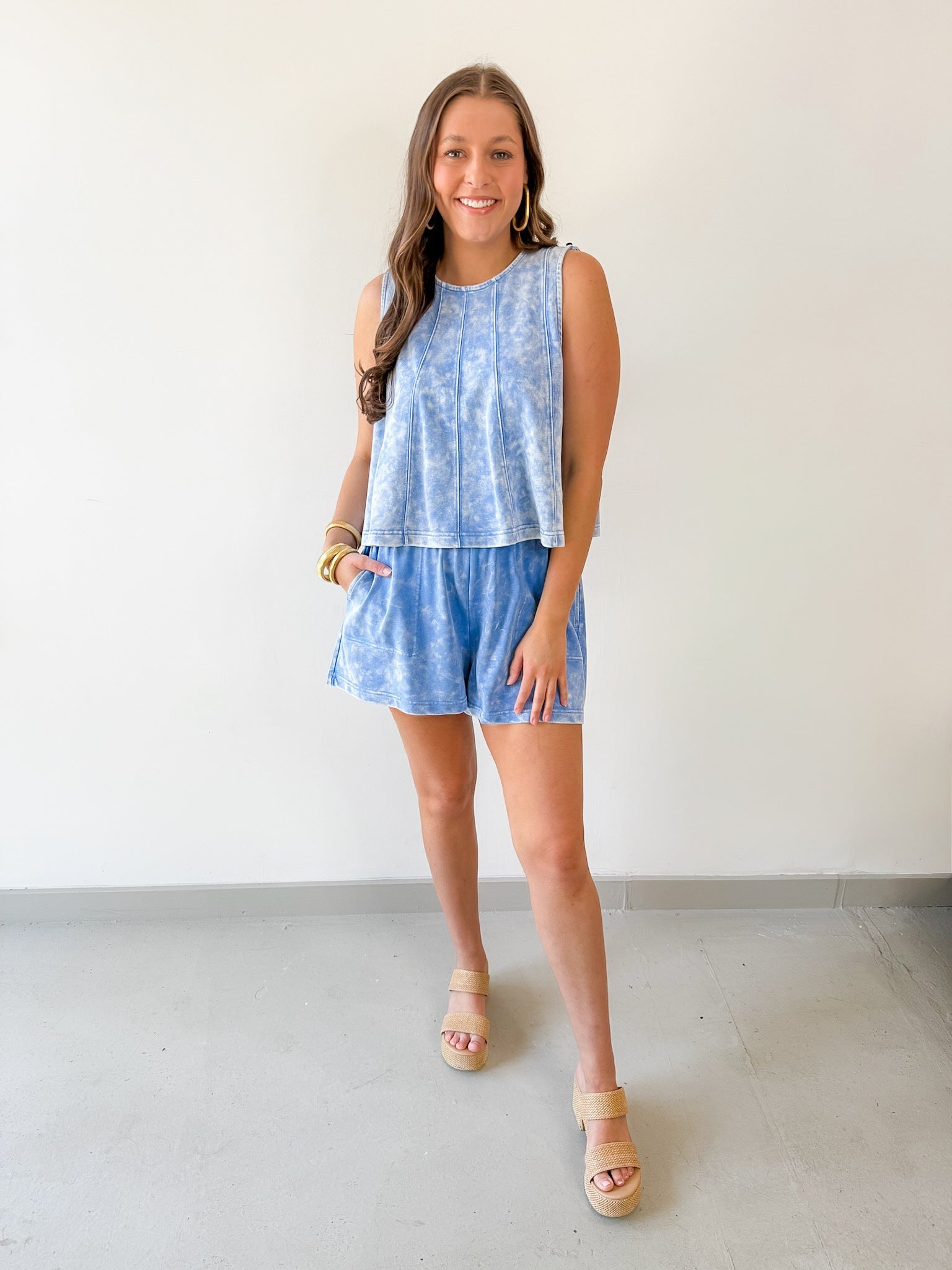 Acid Wash French Terry Top & Short Set