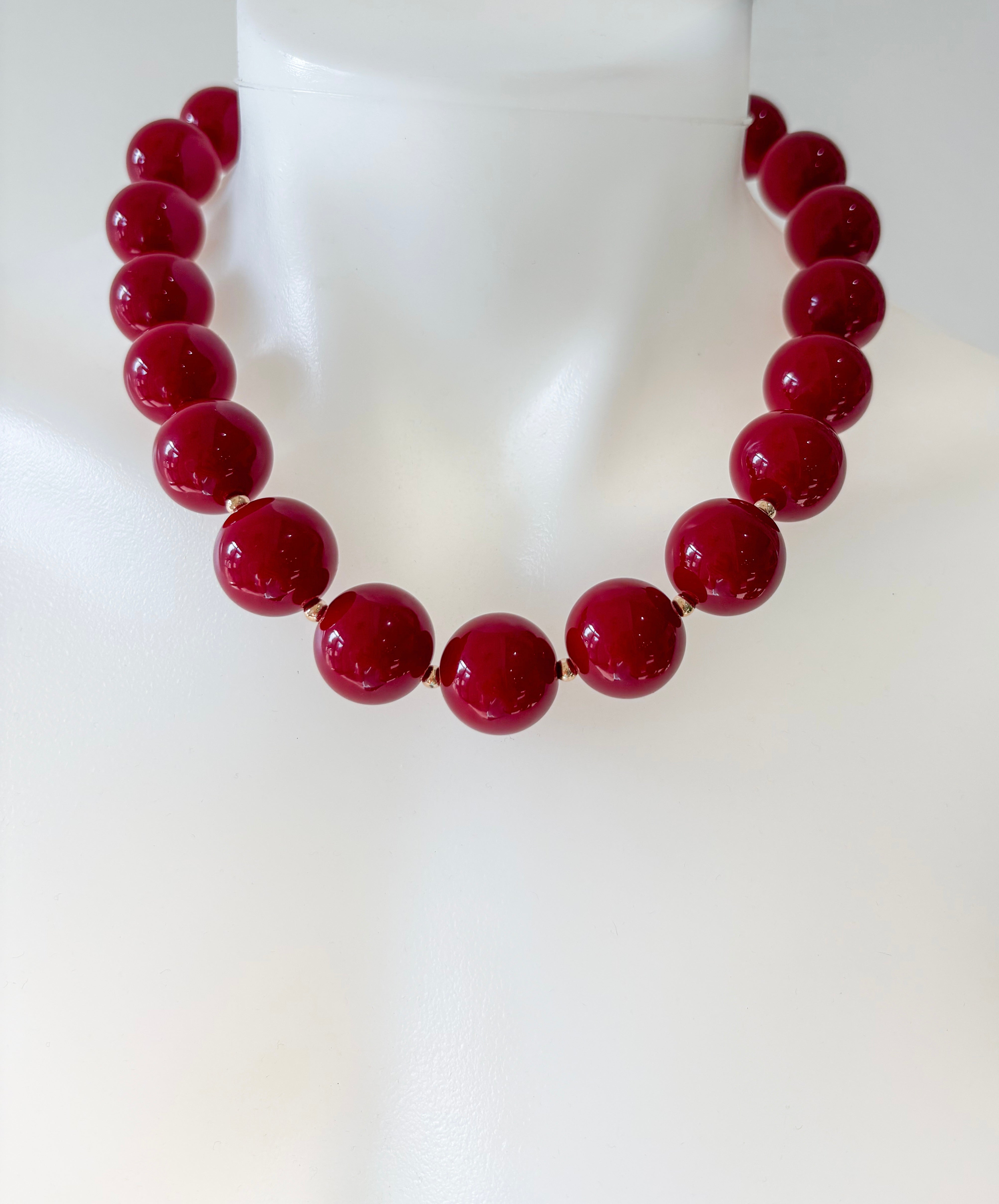 Acrylic & CCB Ball Necklace - Burgundy