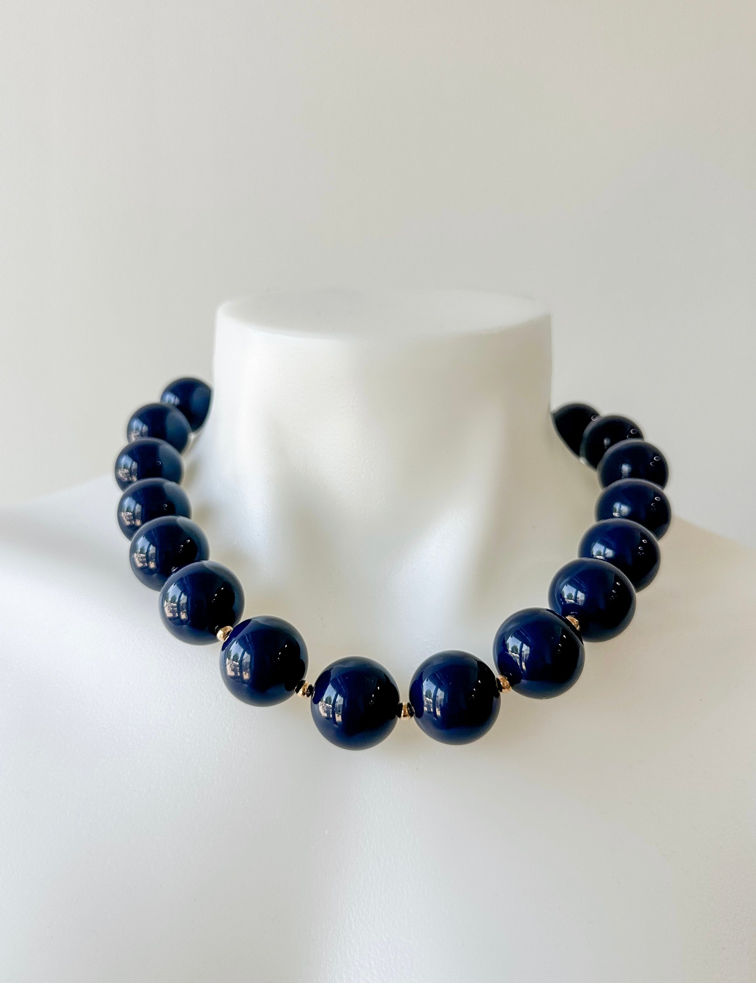 Acrylic & CCB Ball Necklace - Navy