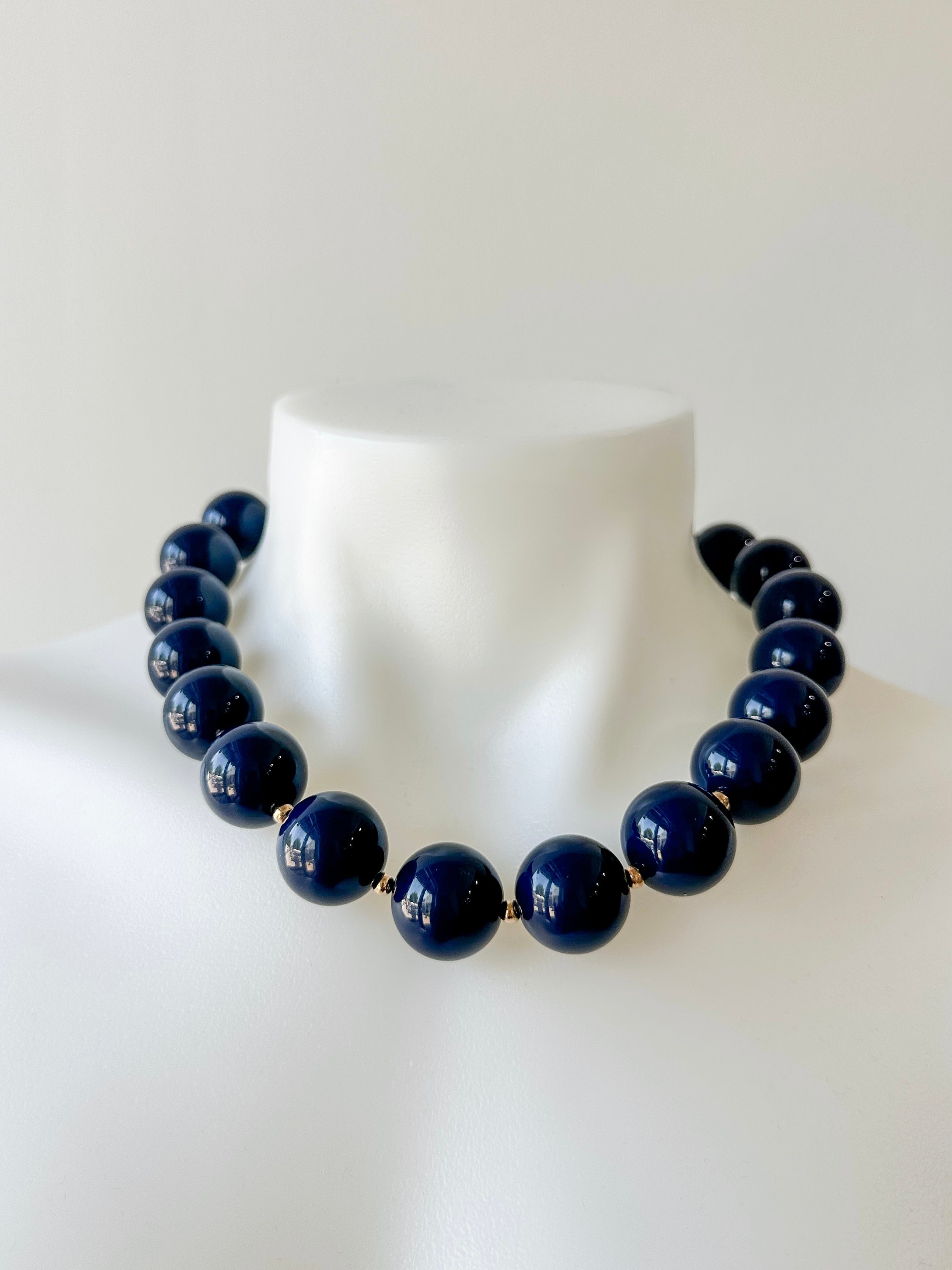 Acrylic & CCB Ball Necklace - Navy