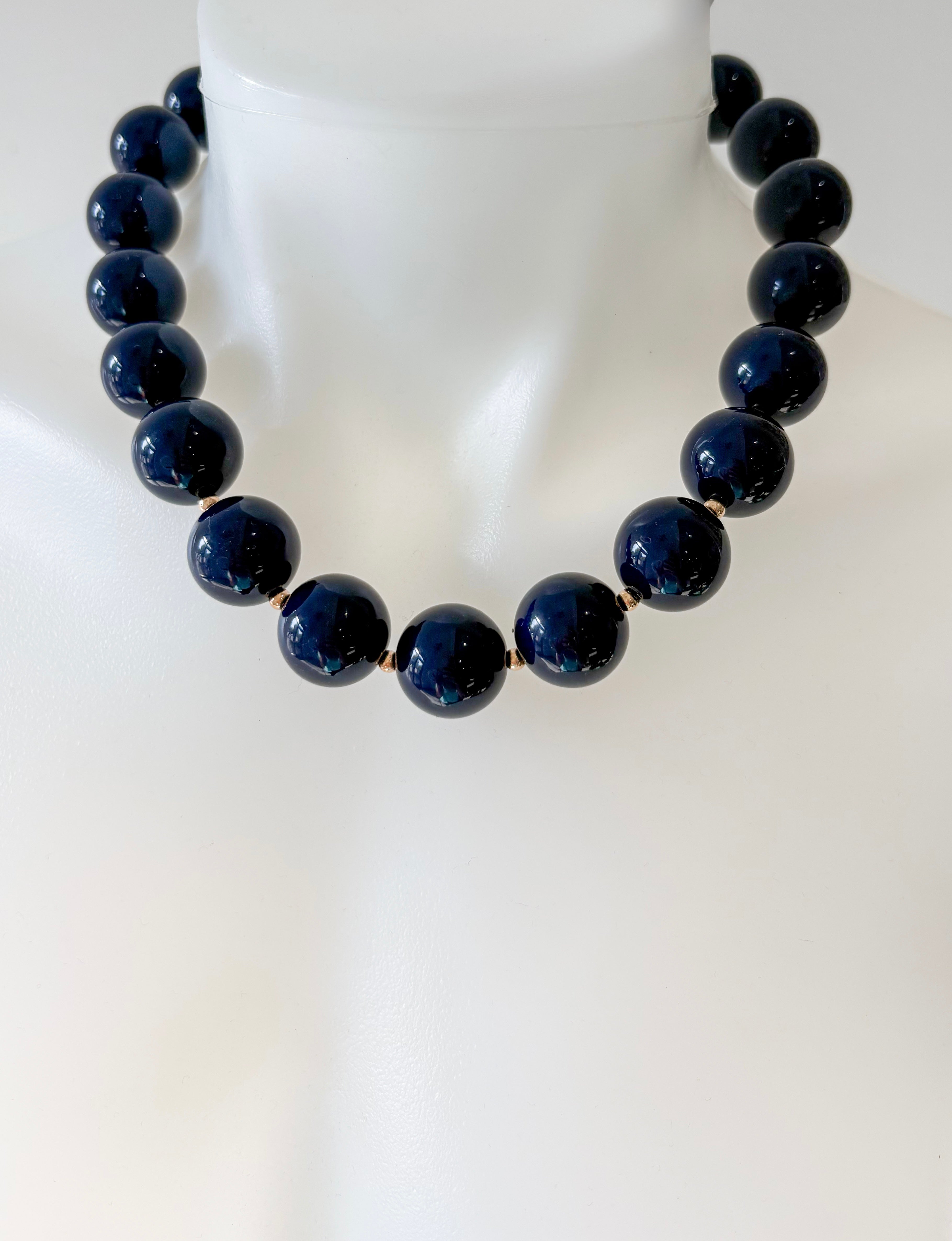 Acrylic & CCB Ball Necklace - Navy