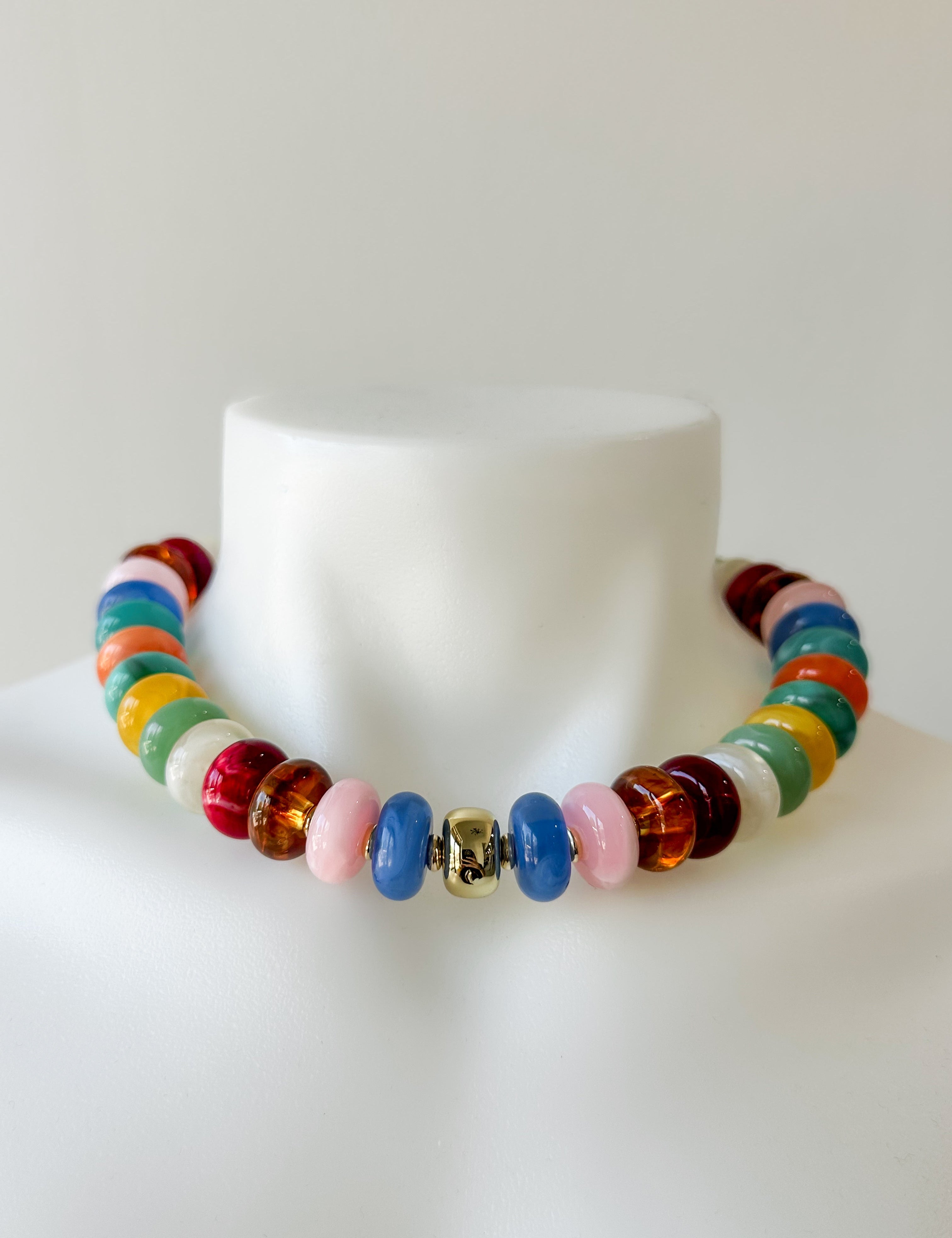 Acrylic Necklace With Beaded Chain