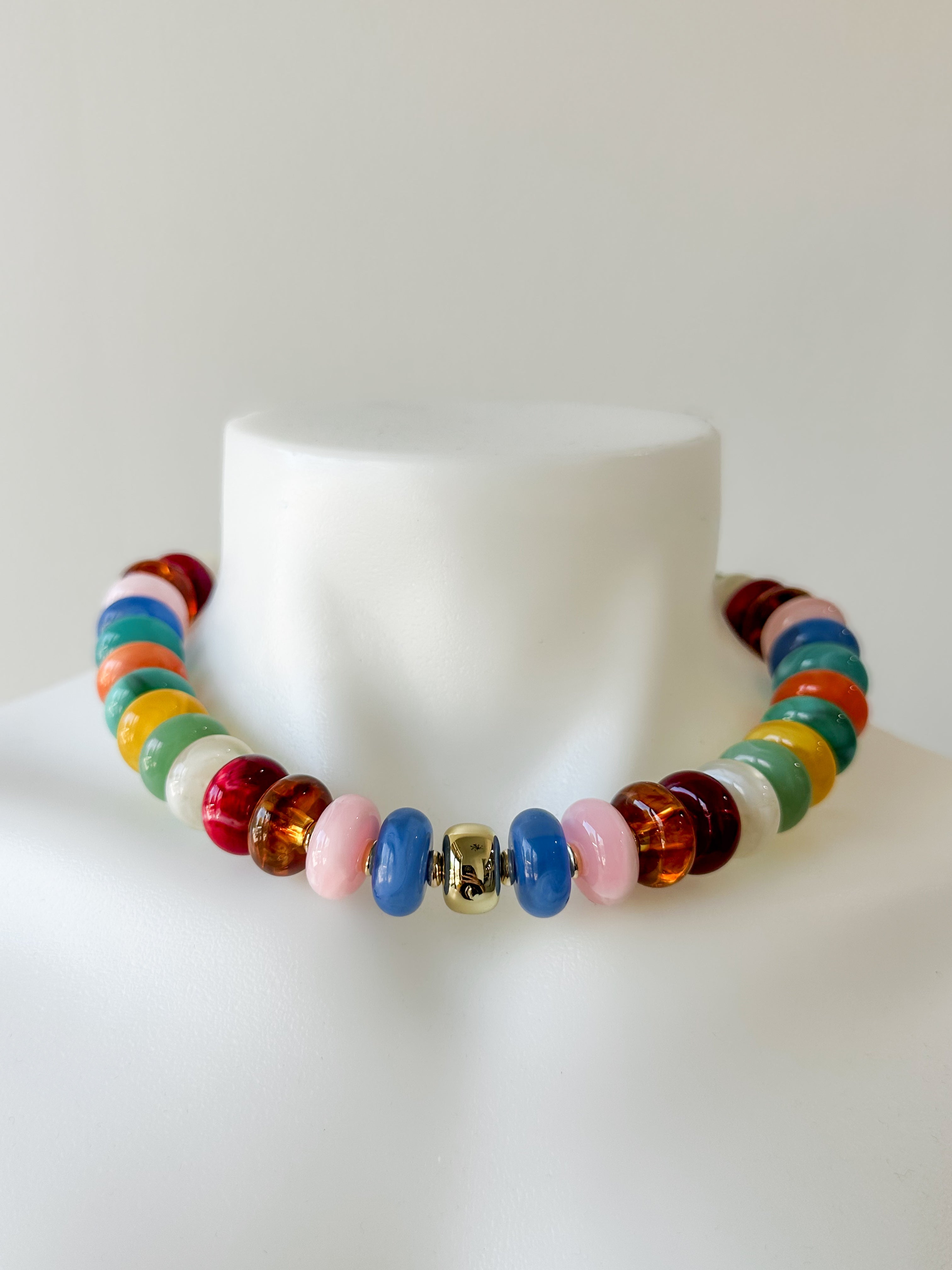 Acrylic Necklace With Beaded Chain