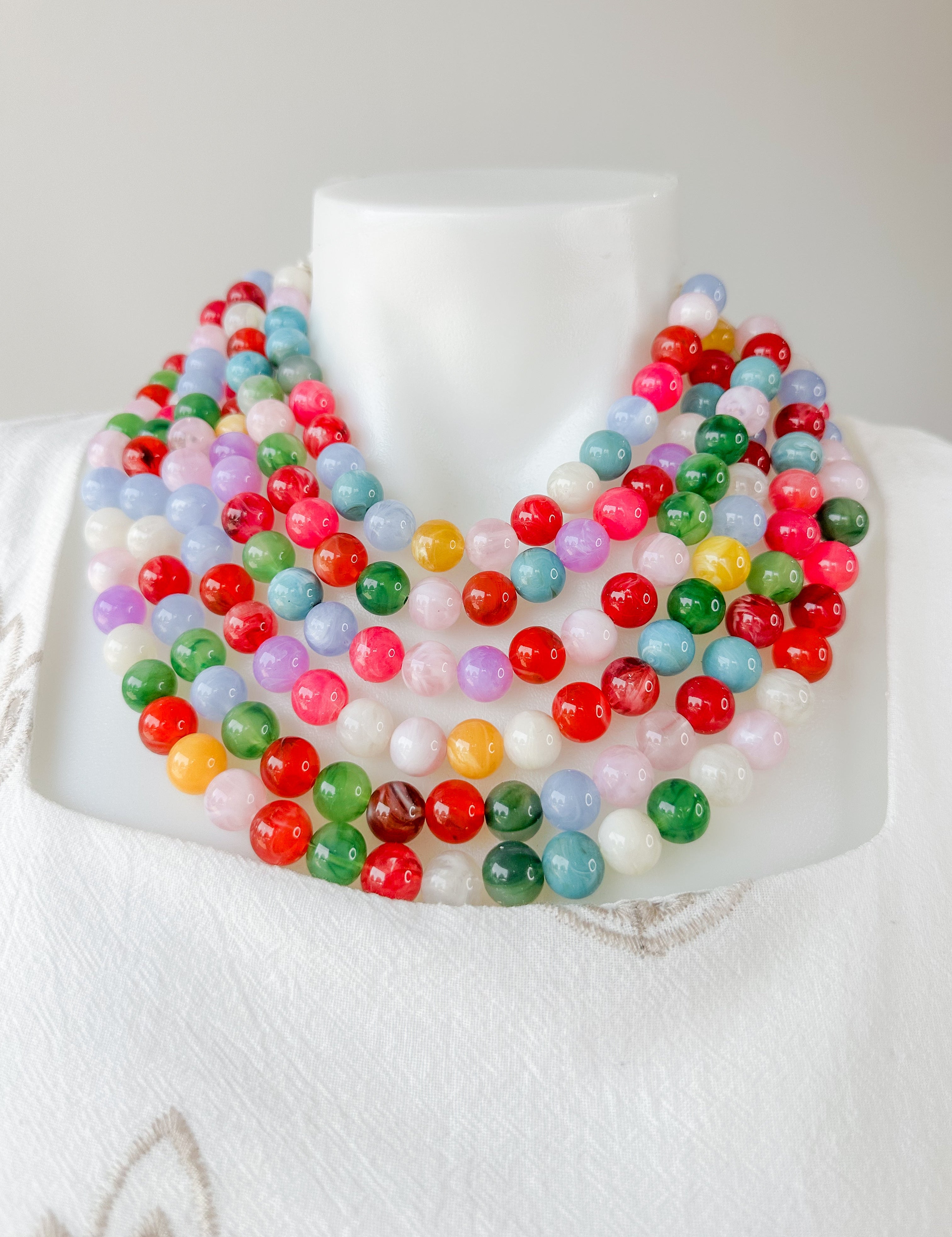 Agate Ball Necklace Multi