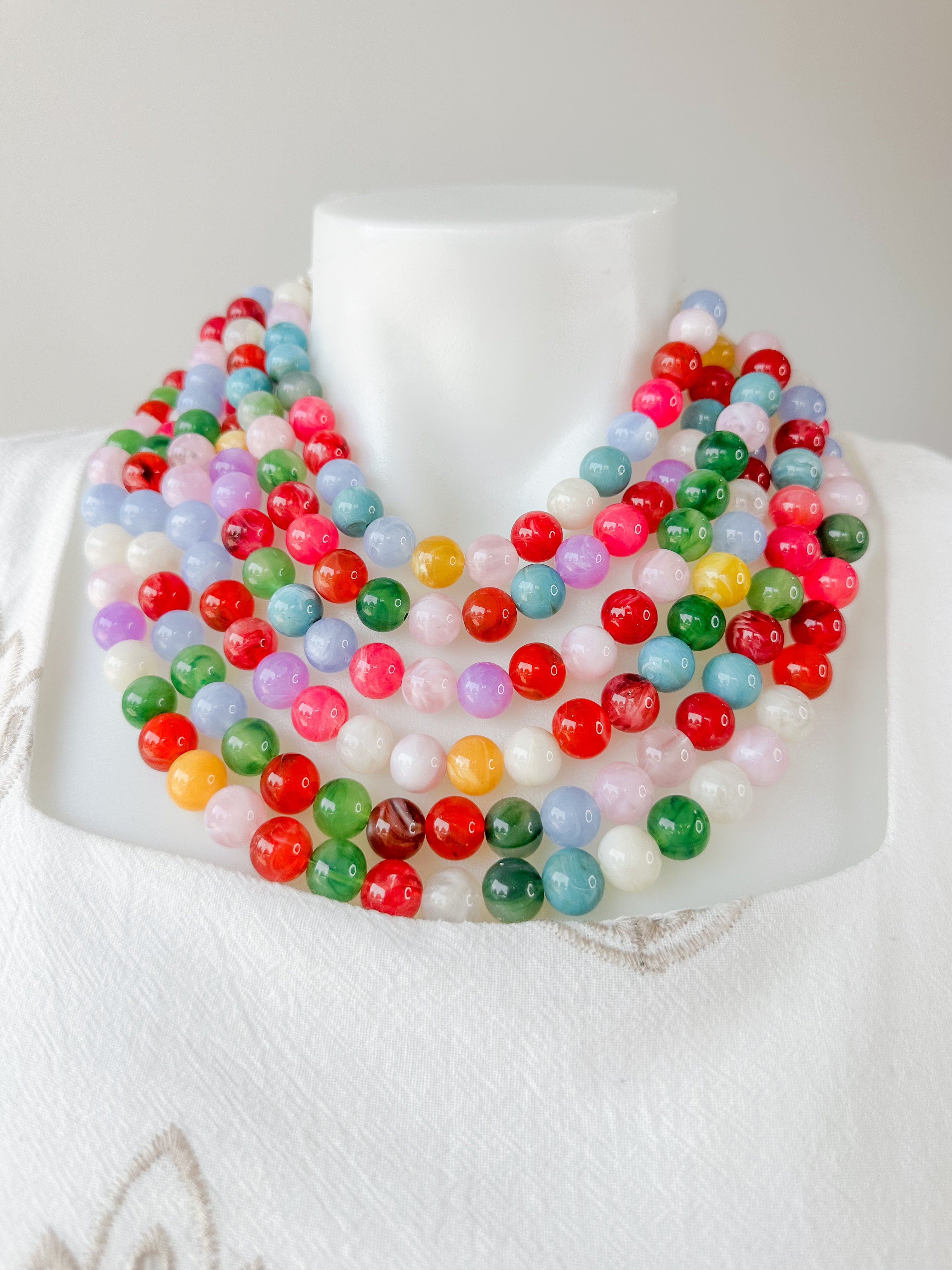 Agate Ball Necklace Multi