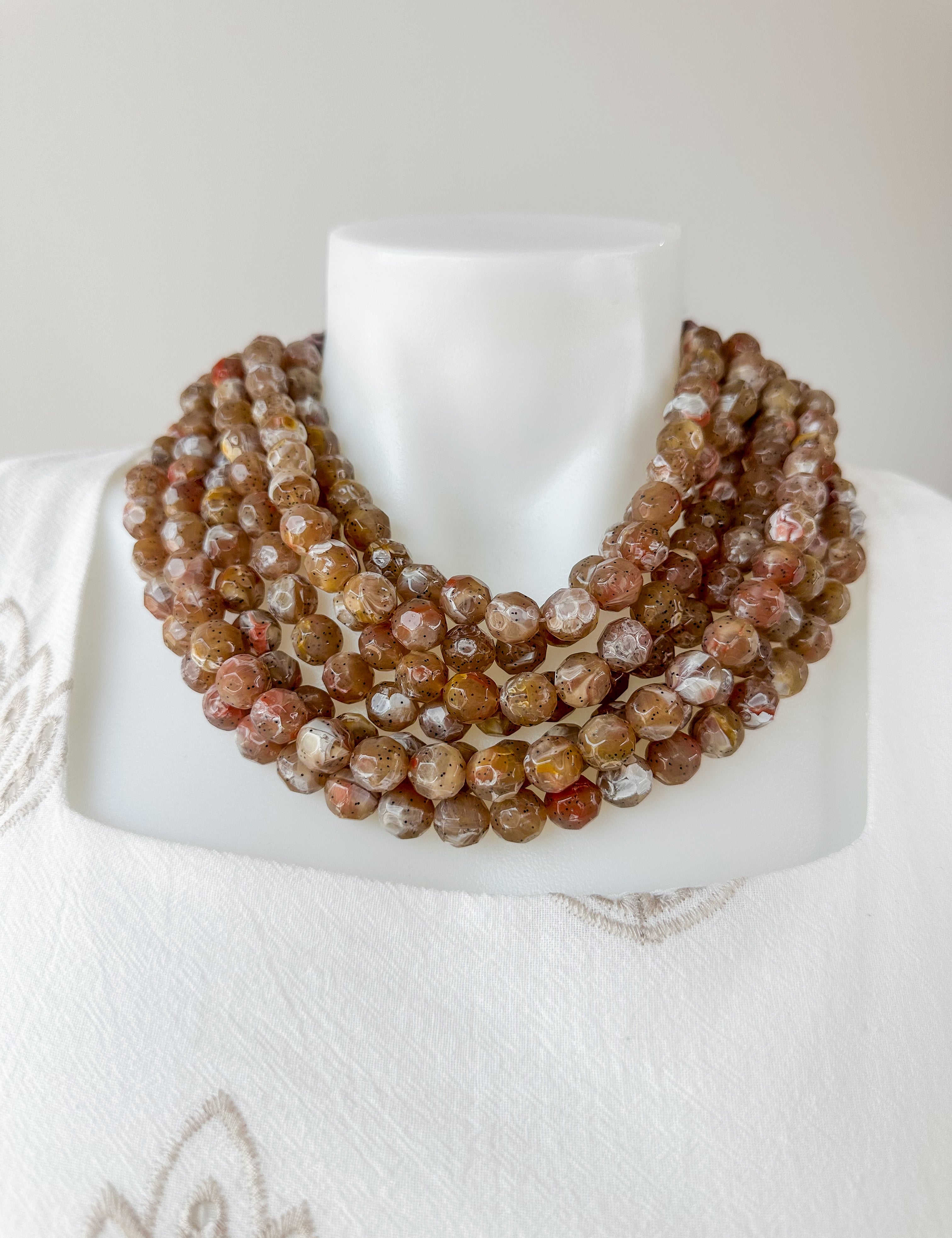 Agate Bead Necklace Brown