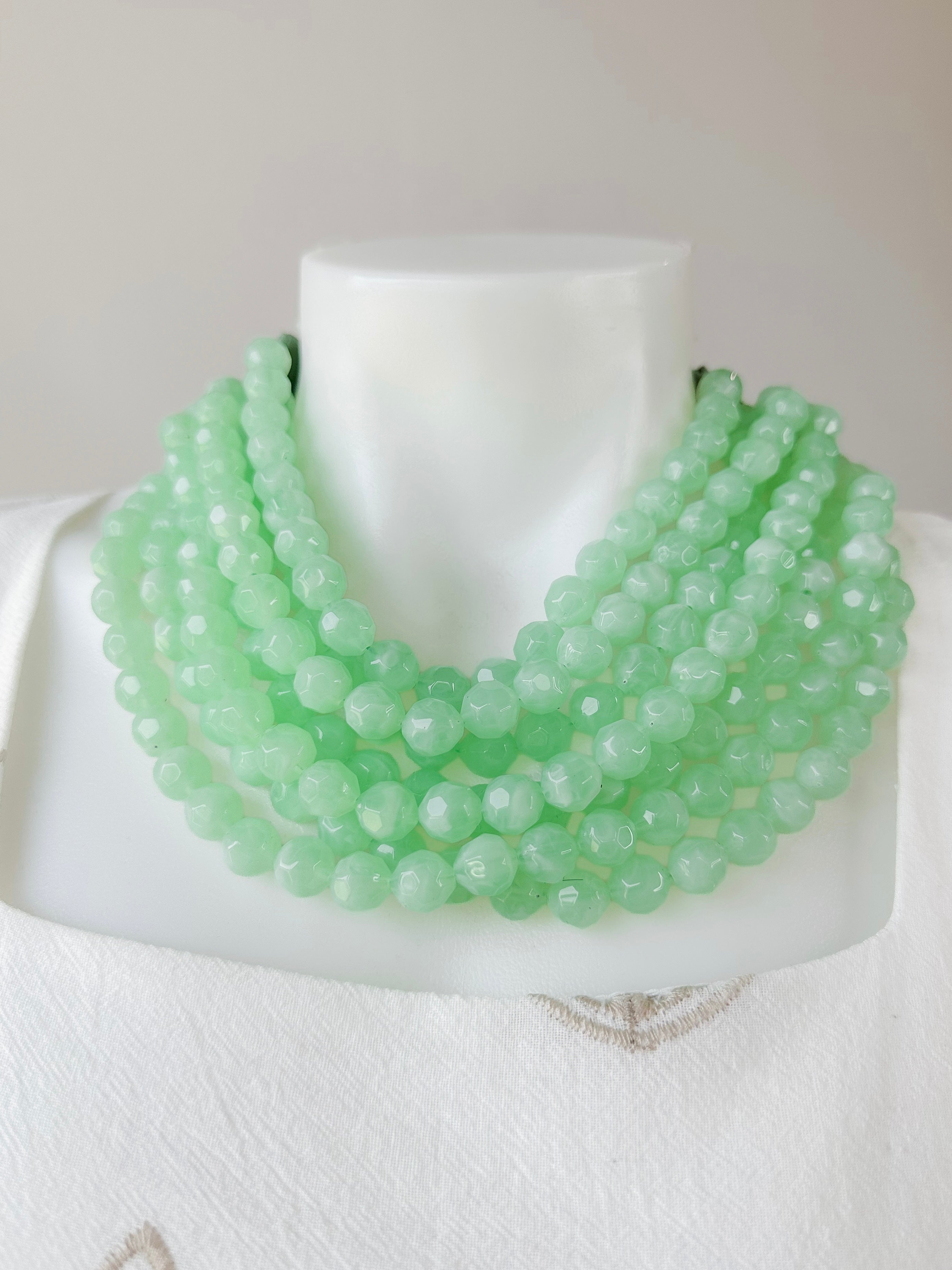 Agate Bead Necklace Mint