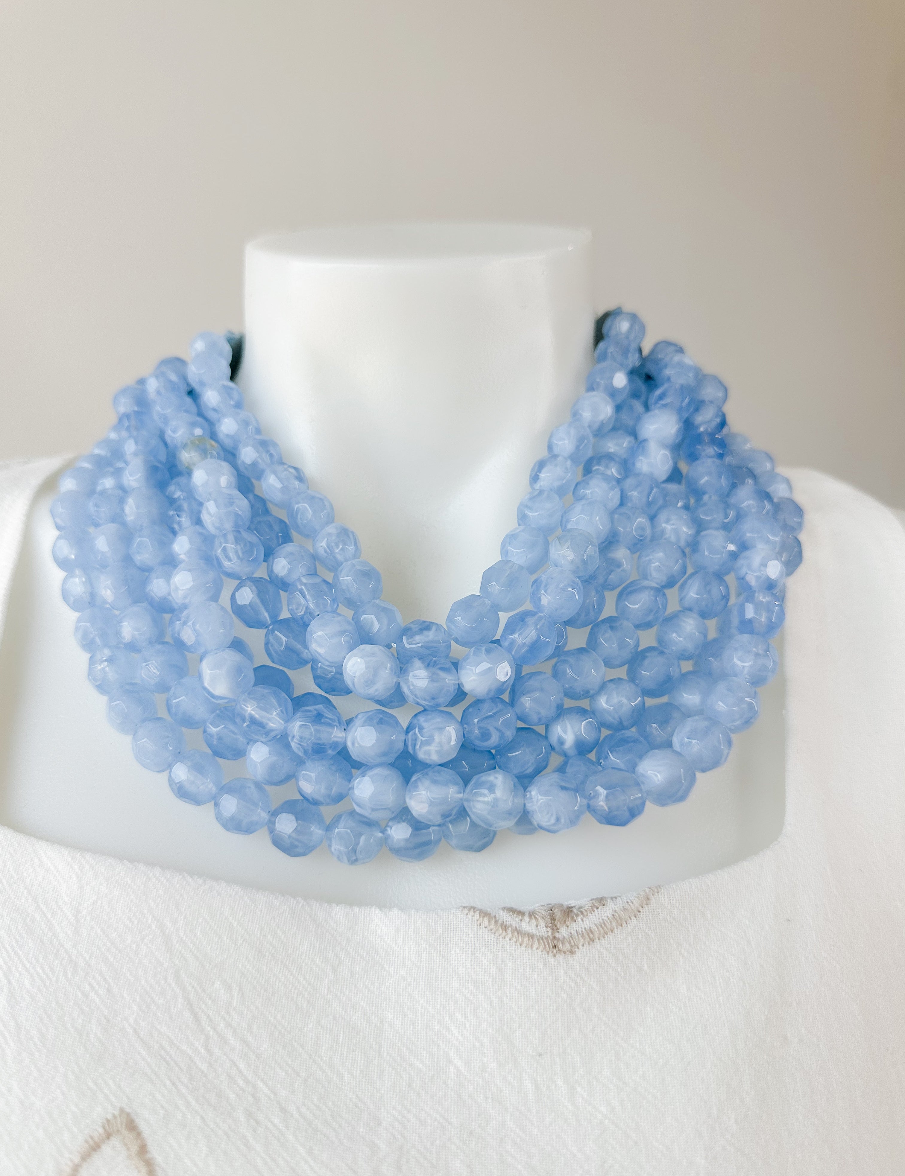 Agate Bead Necklace Periwinkle