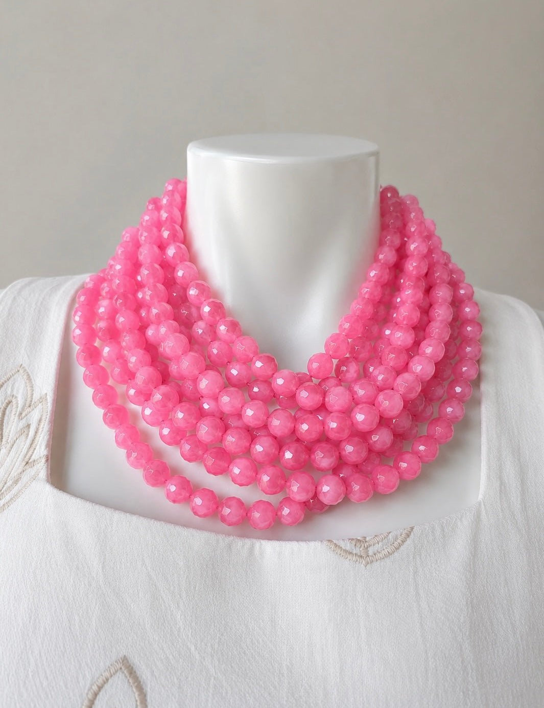 Agate Bead Necklace Pink