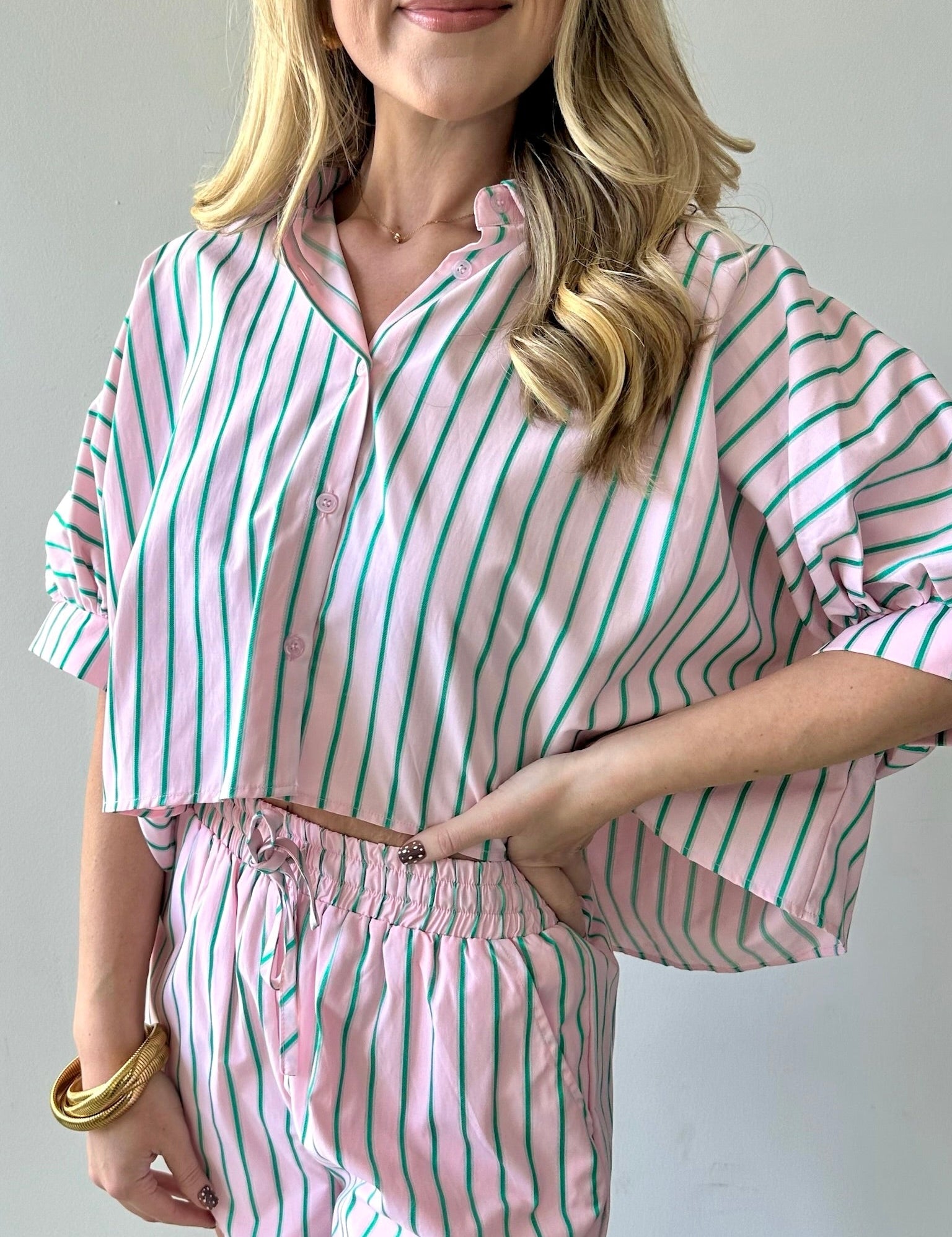 Amelia Top & Short Set - Pink & Green