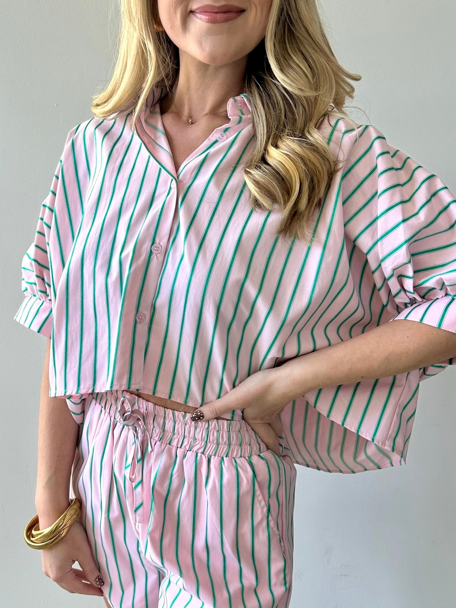 Amelia Top & Short Set - Pink & Green