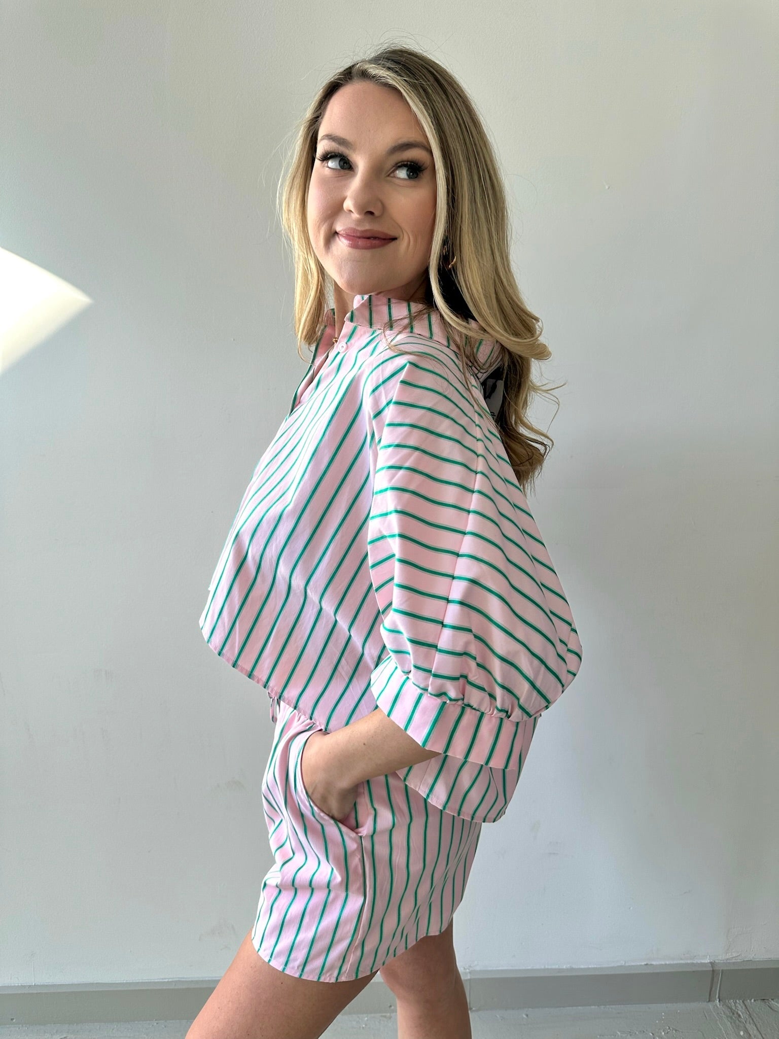 Amelia Top & Short Set - Pink & Green