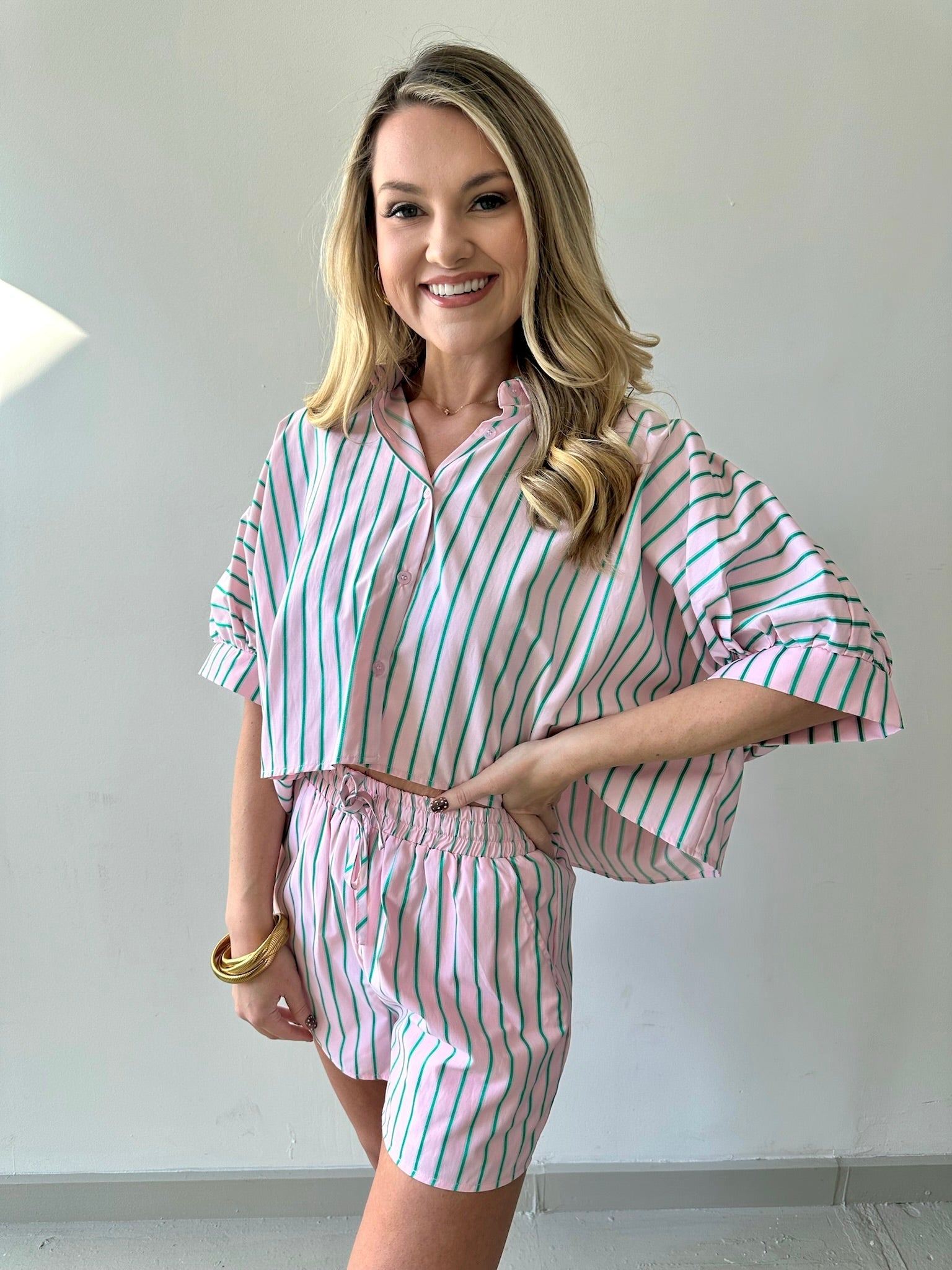 Amelia Top & Short Set - Pink & Green