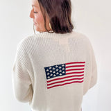 American Flag Contrast Stitch Cardigan