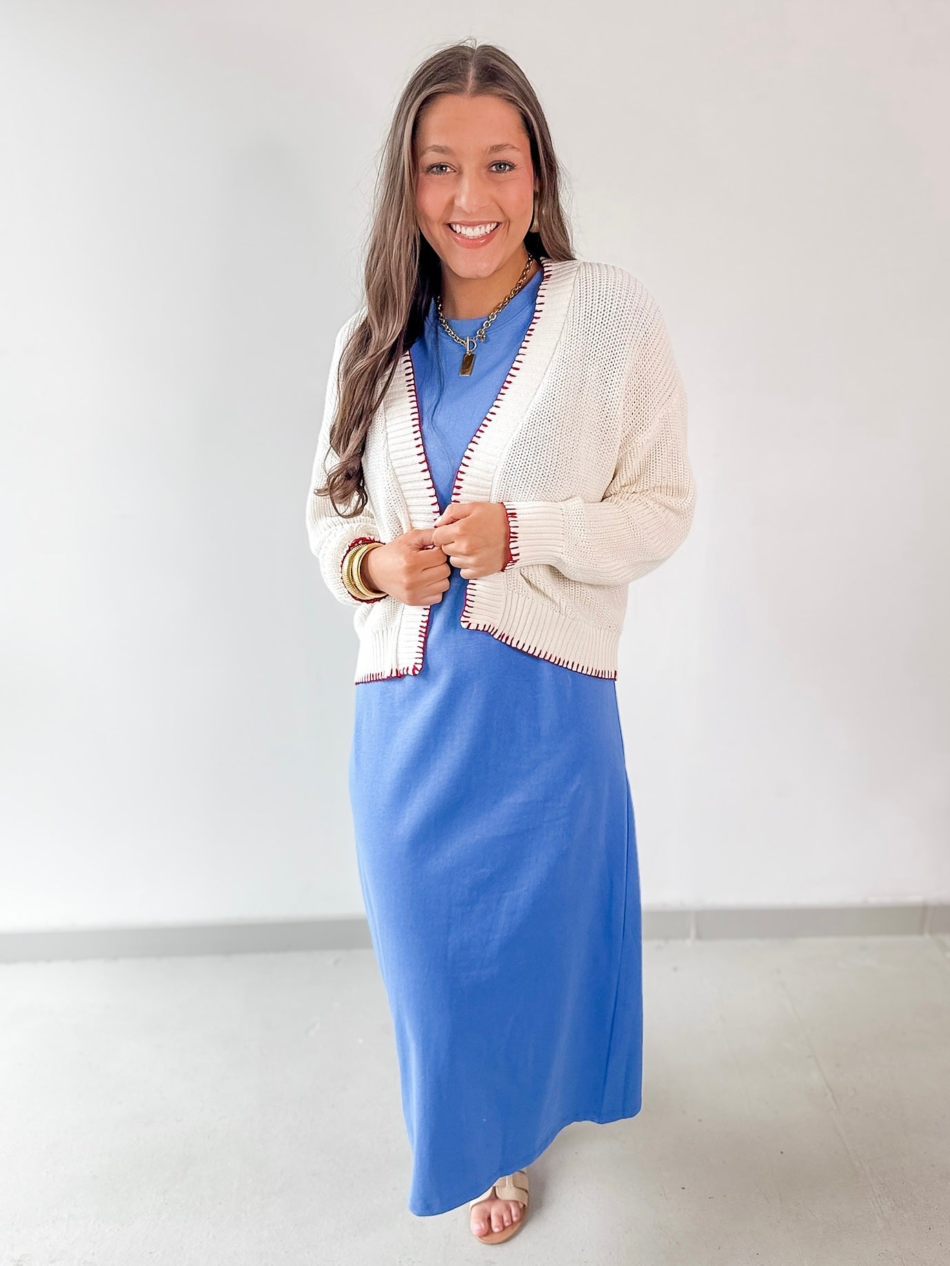 American Flag Contrast Stitch Cardigan