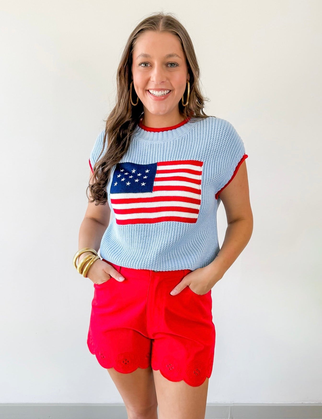 American Flag Lightweight Knit Top