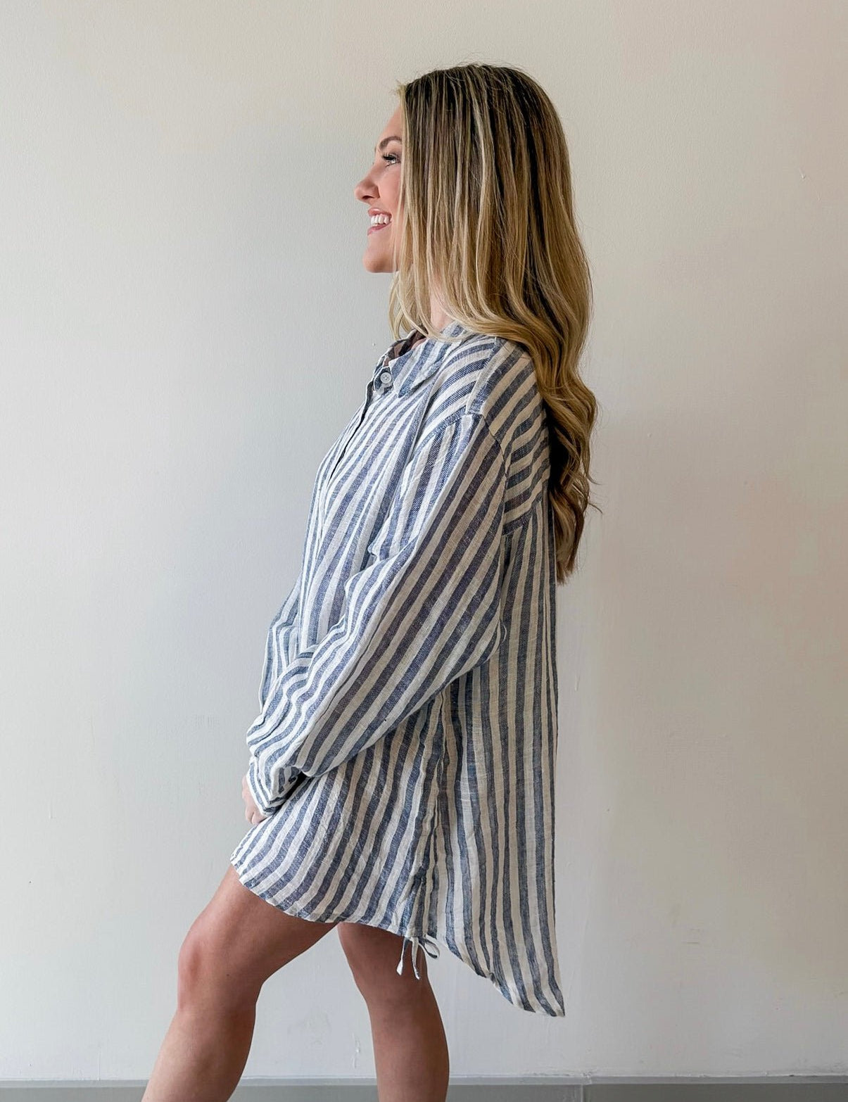 Analeira Navy Stripe Top Cover Up