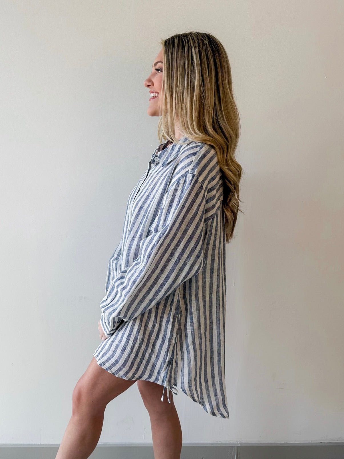 Analeira Navy Stripe Top Cover Up