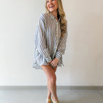 Analeira Navy Stripe Top Cover Up