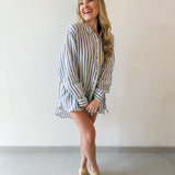 Analeira Navy Stripe Top Cover Up