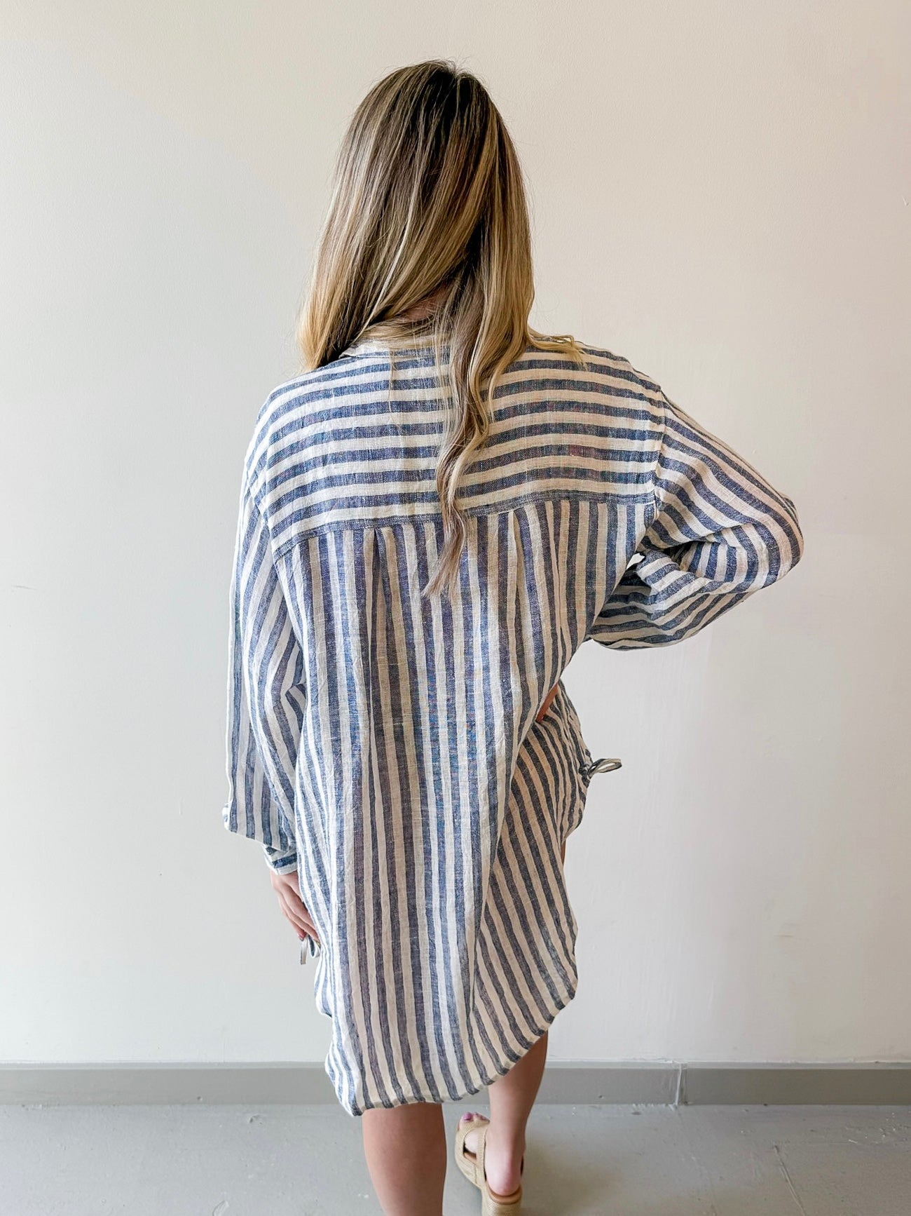 Analeira Navy Stripe Top Cover Up
