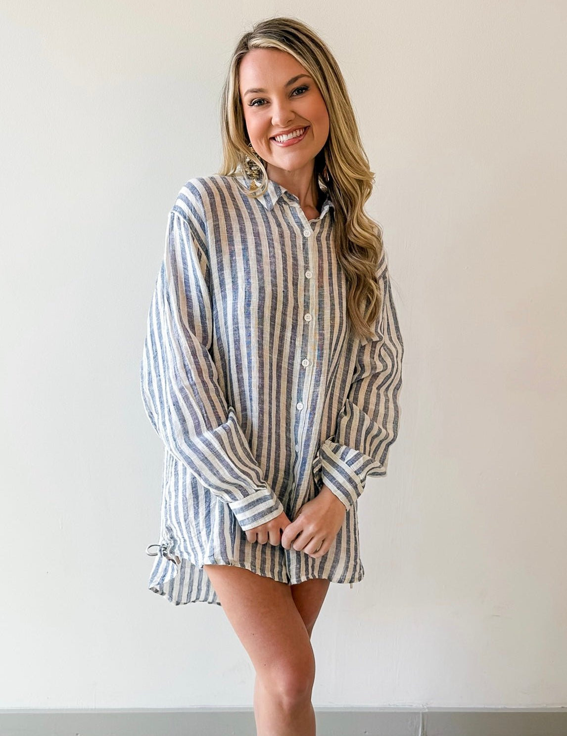 Analeira Navy Stripe Top Cover Up