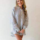 Analeira Navy Stripe Top Cover Up