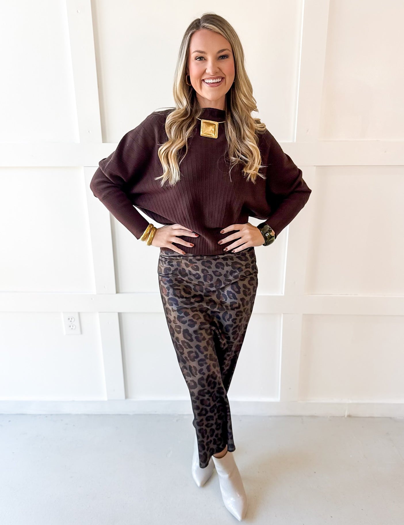 Animal High Waist Skirt - Olive