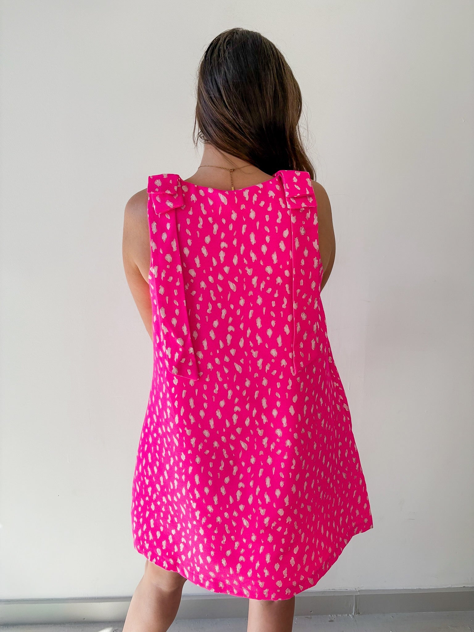 Animal jacquard Strap dress - Hot Pink