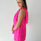 Animal jacquard Strap dress - Hot Pink