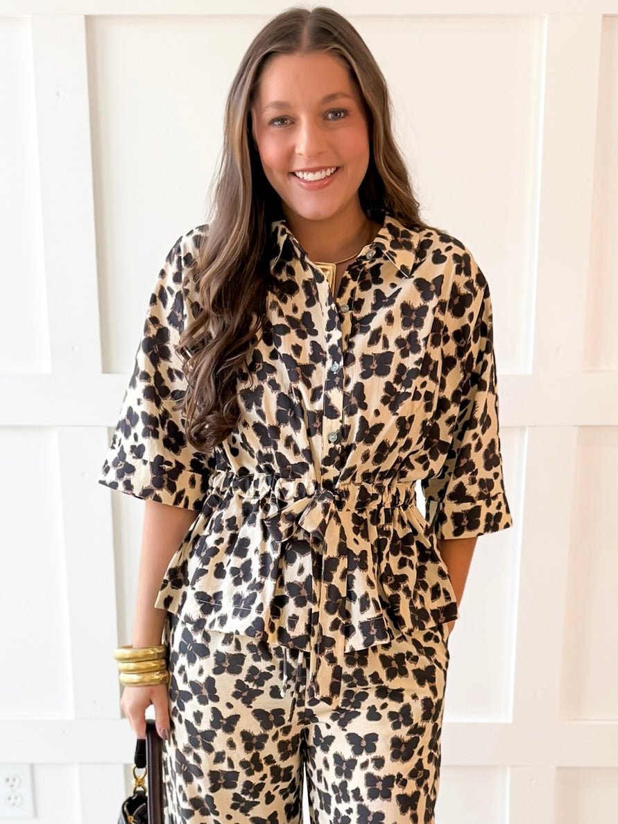 Animal Print Blouse - Ecru
