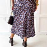 Animal Print High Waist Skirt - Dusty Blue