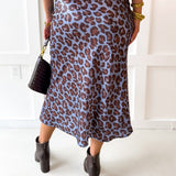 Animal Print High Waist Skirt - Dusty Blue