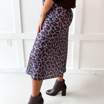 Animal Print High Waist Skirt - Dusty Blue