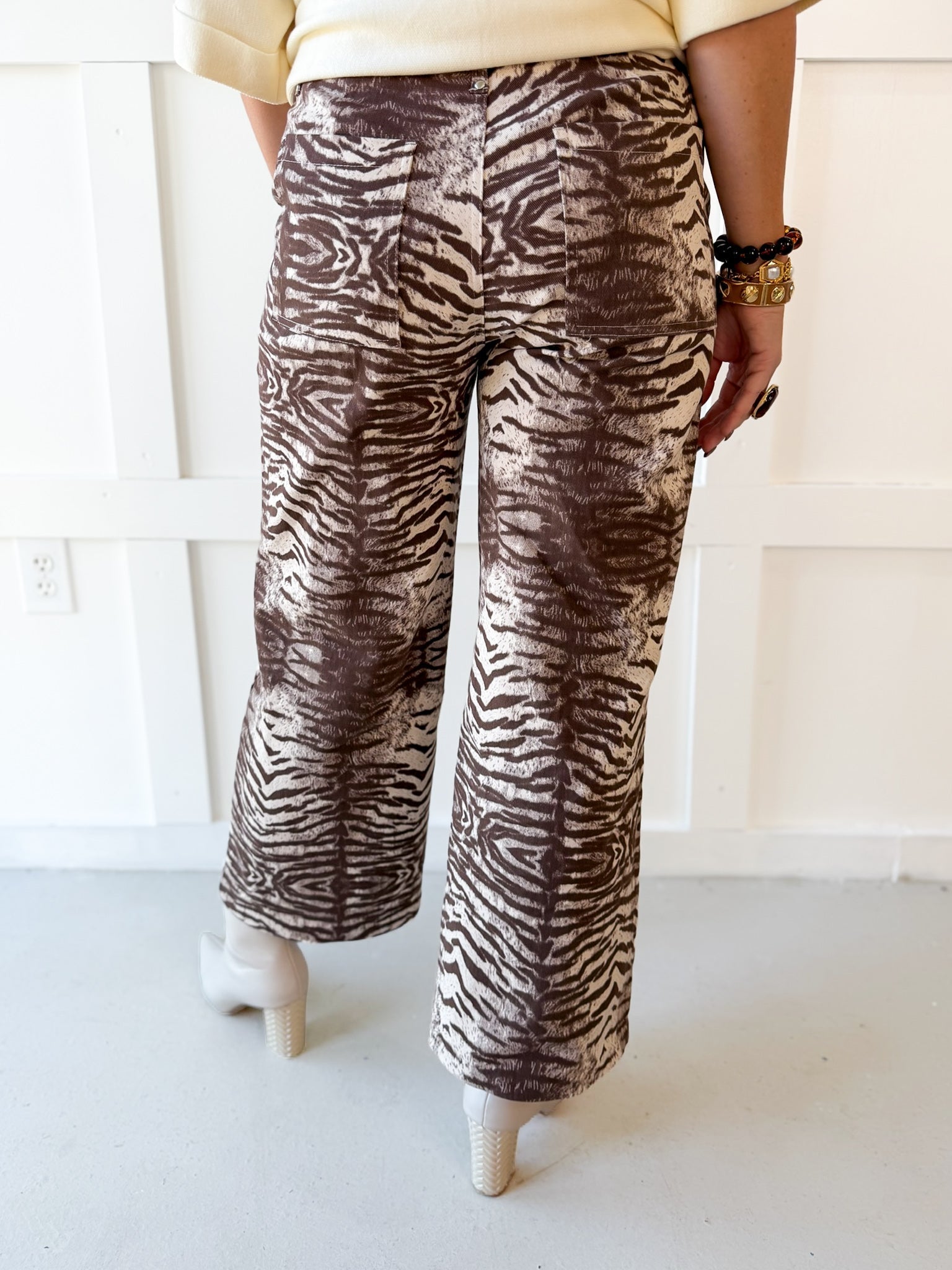 Animal Print Pants - Brown