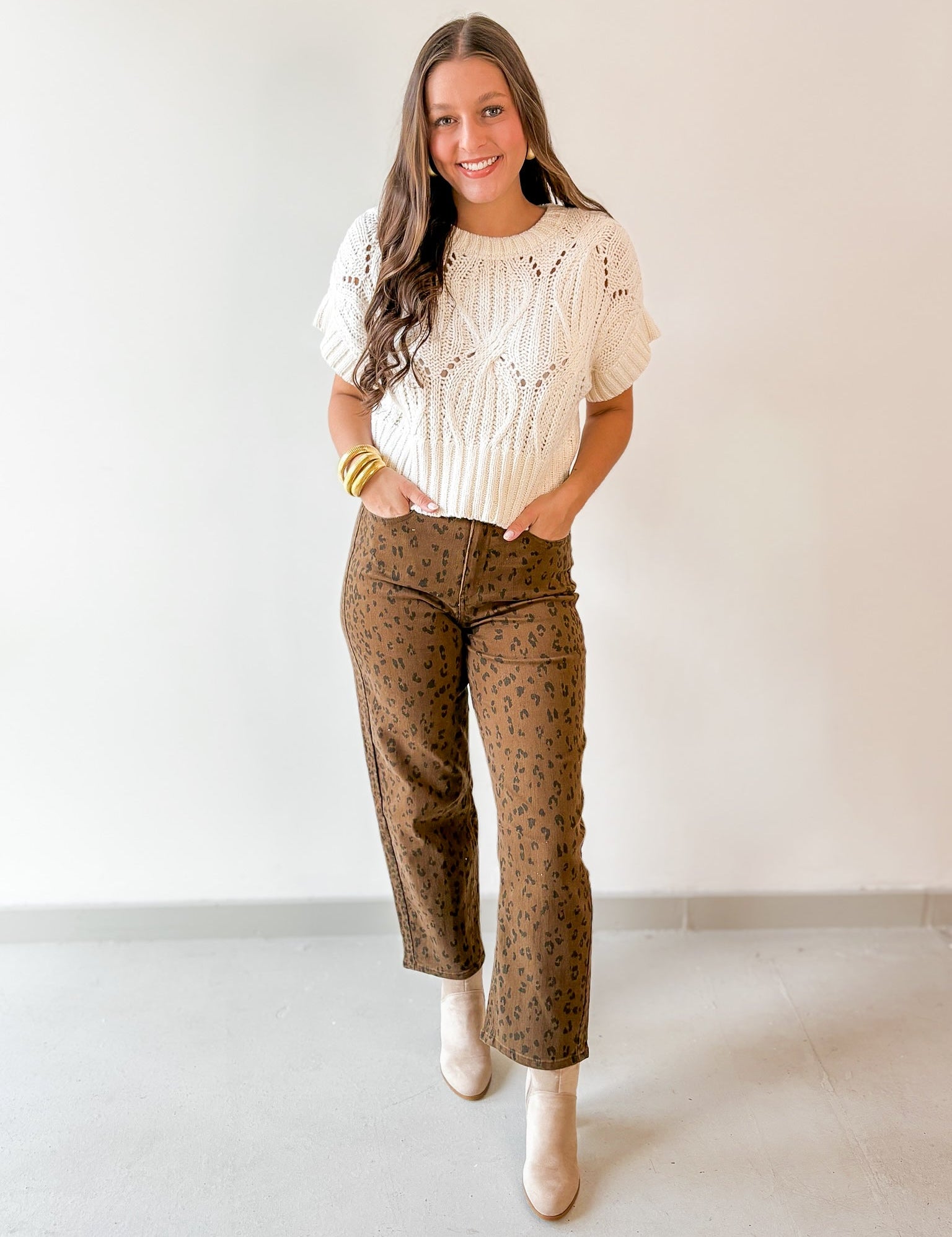 Animal Print Pants - Brown