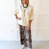Animal Print Pants - Brown