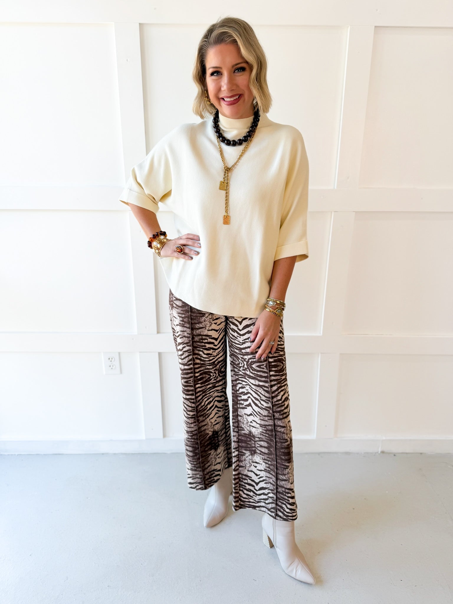 Animal Print Pants - Brown