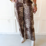 Animal Print Pants - Brown