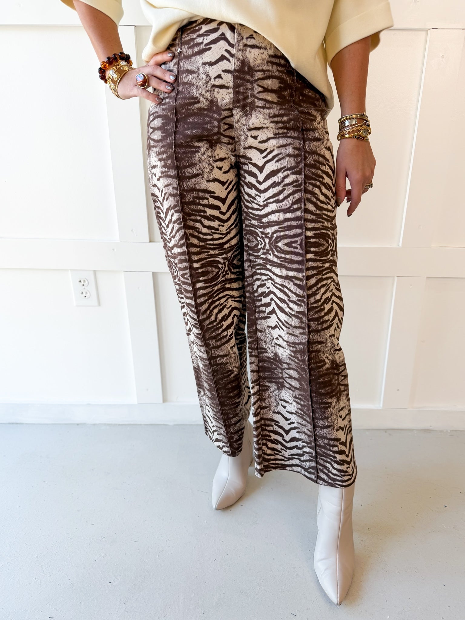 Animal Print Pants - Brown